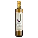 Jordan Olivenöl - Natives Olivenöl Extra von der griechischen Insel Lesbos - traditionelle Handernte - Kaltextraktion am Tag der Ernte - Elegante schmale Flasche aus Glas mit Ausgießer - 0,75 Liter