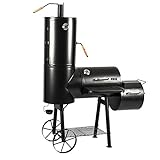 Mayer Barbecue RAUCHA Smoker MS-300 Pro Holzkohlegrill Räucherofen Smoker Grill, 2 Deckelthermometer, Massiv 49 kg, Schwarz, 139 x 184 x 73,5 cm (B x H x T)